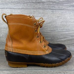 L.L. Bean Maine Hunting Shoe Tan Leather Women’s Sz 8 Waterproof 5-Eye Duck Boot